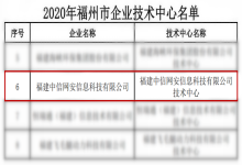 中信网安&华安星获评“2020年福州市企业技术中心